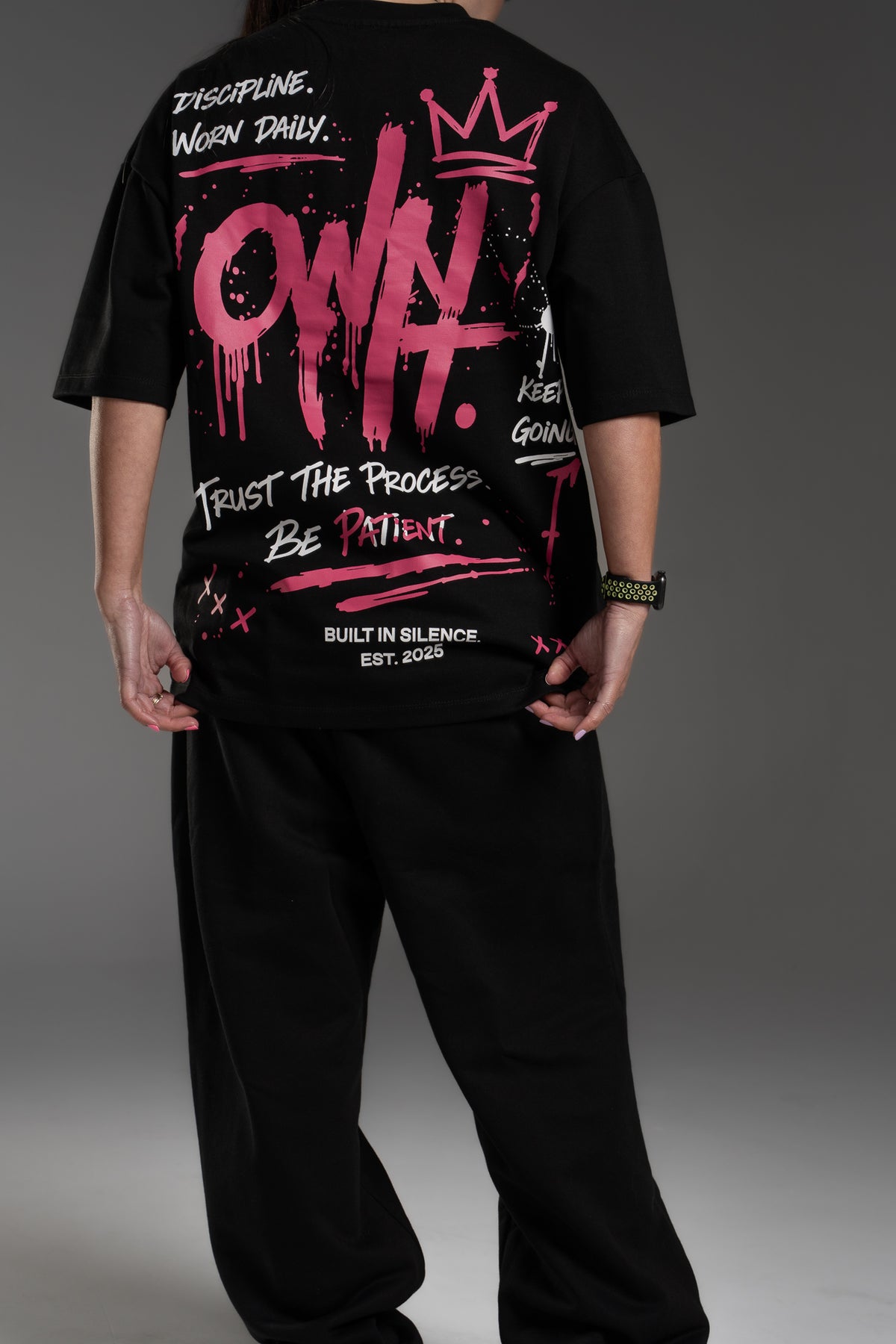 Oversized T-shirt - Black/Pink