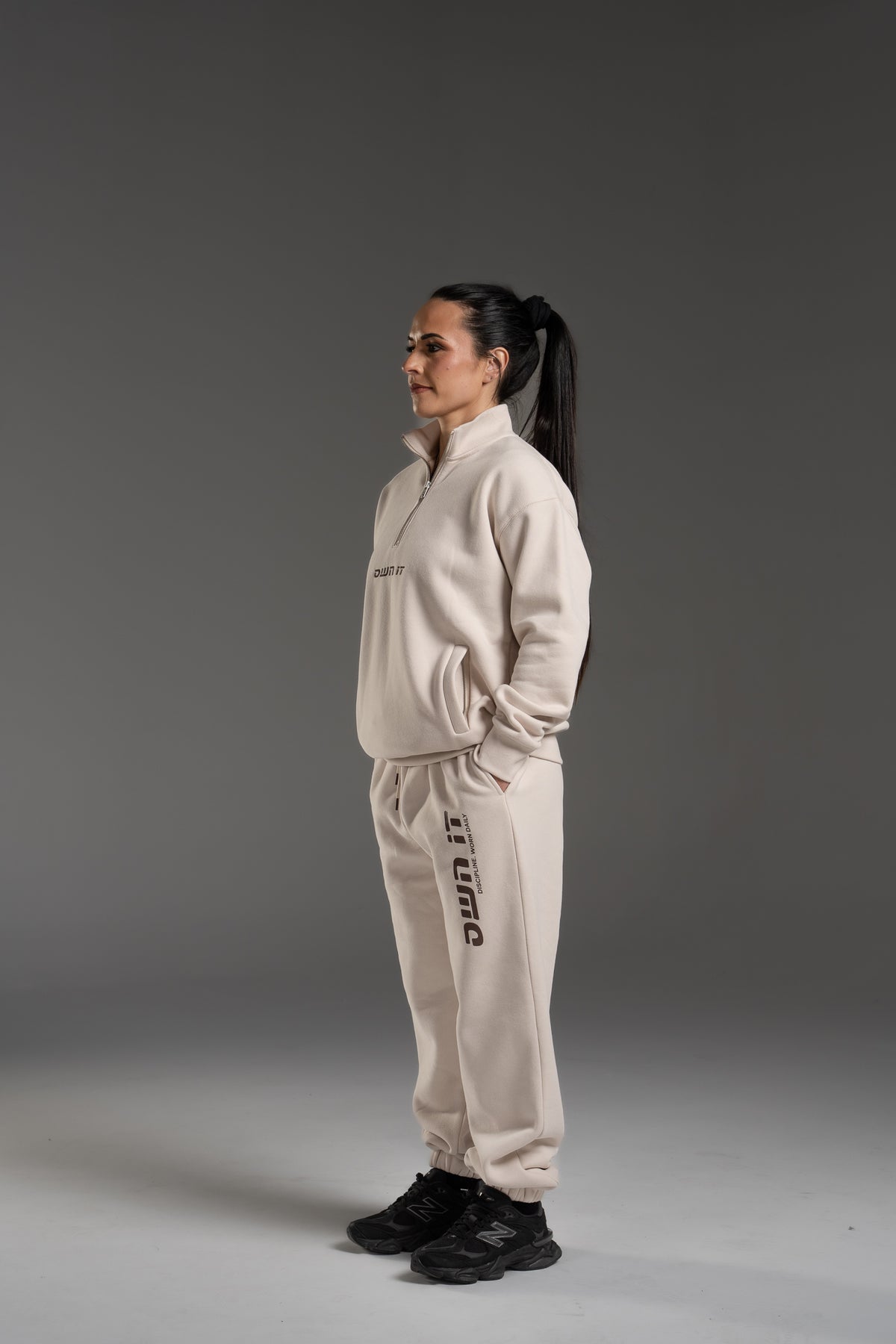 SWEATPANTS CUFFED OATMEAL/BROWN