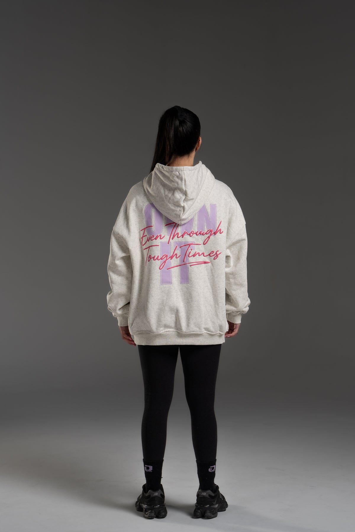 Imperfect Hoodie - Even through tough times - Grey Marle