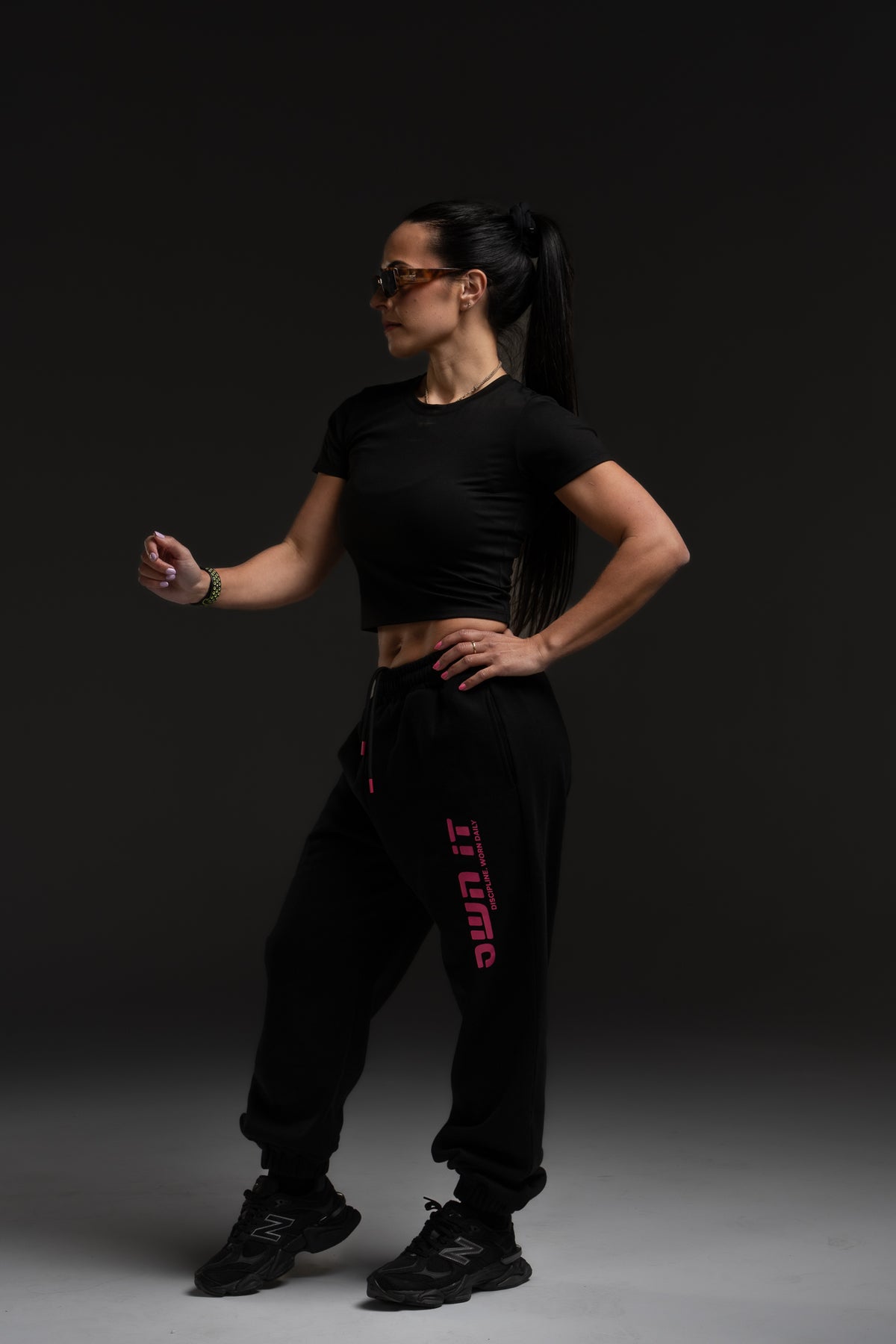 CROPPED TSHIRT BLACK/PINK