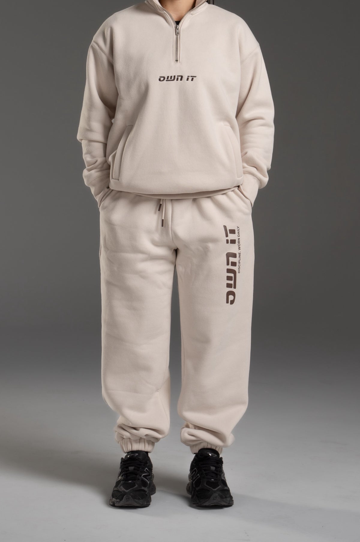 SWEATPANTS CUFFED OATMEAL/BROWN