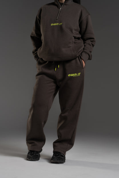 SWEATPANTS STRAIGHT DARK GREY/YELLOW
