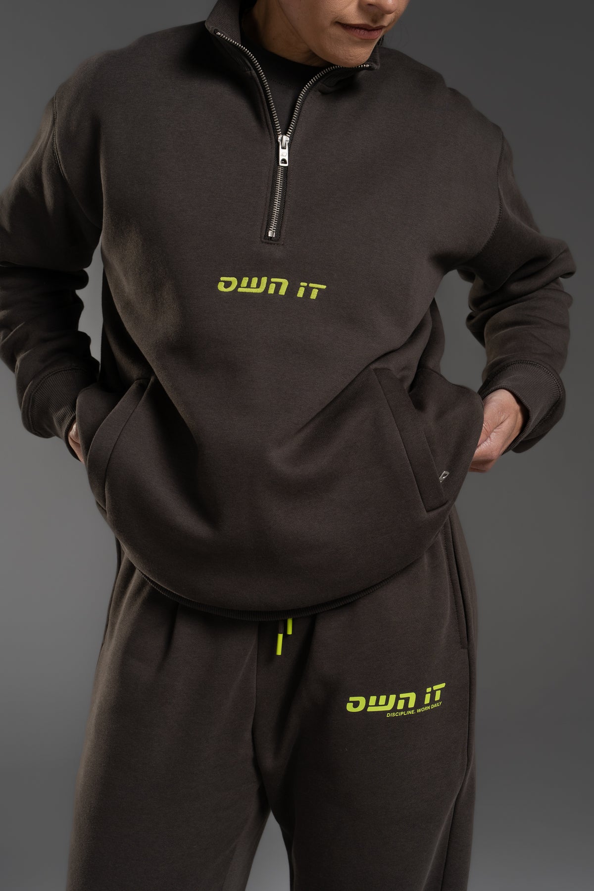 SWEATPANTS STRAIGHT DARK GREY/YELLOW
