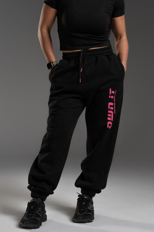 SWEATPANTS CUFFED BLACK/PINK