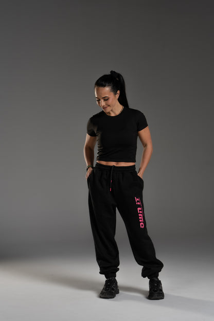CROPPED TSHIRT BLACK/PINK