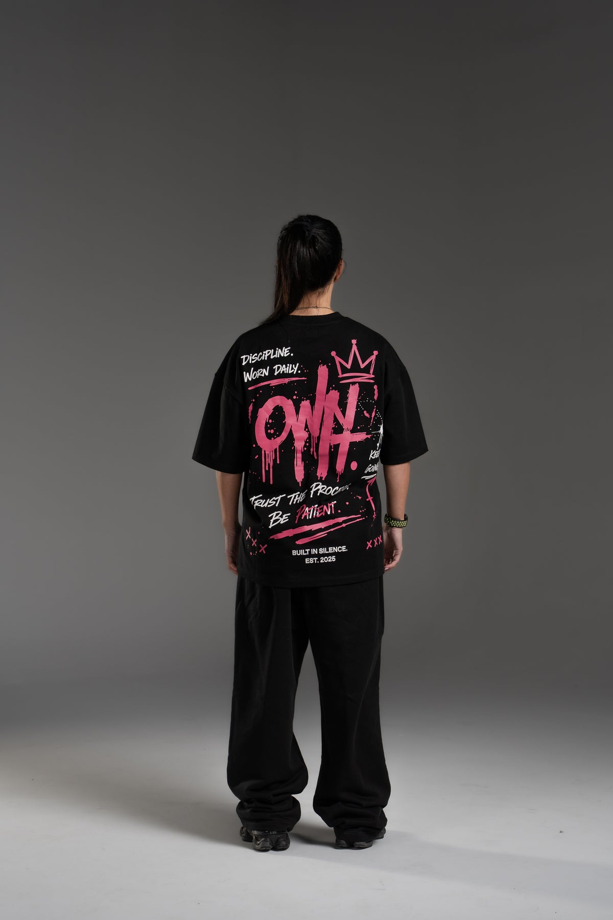Oversized T-shirt - Black/Pink