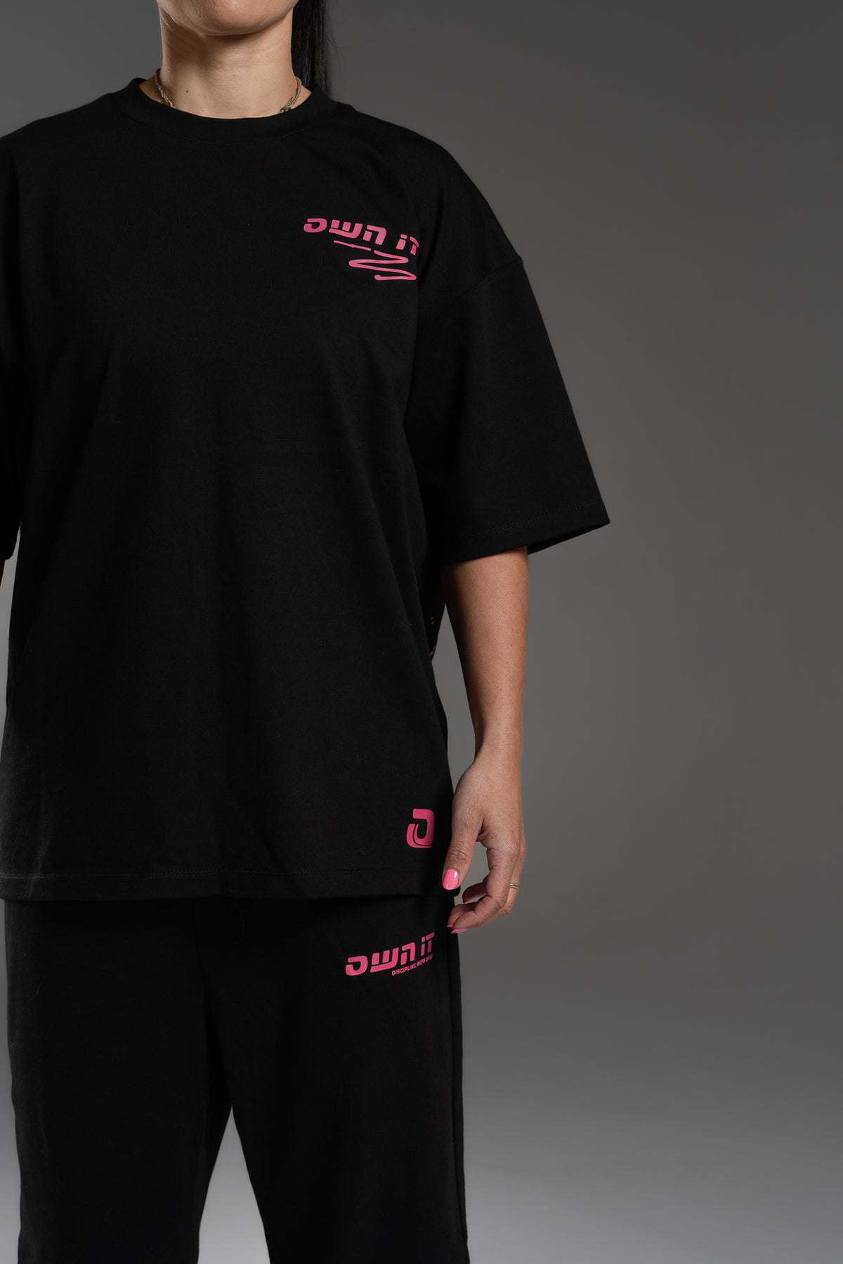 SWEATPANTS STRAIGHT BLACK/PINK