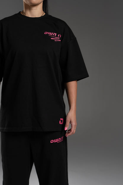 SWEATPANTS STRAIGHT BLACK/PINK