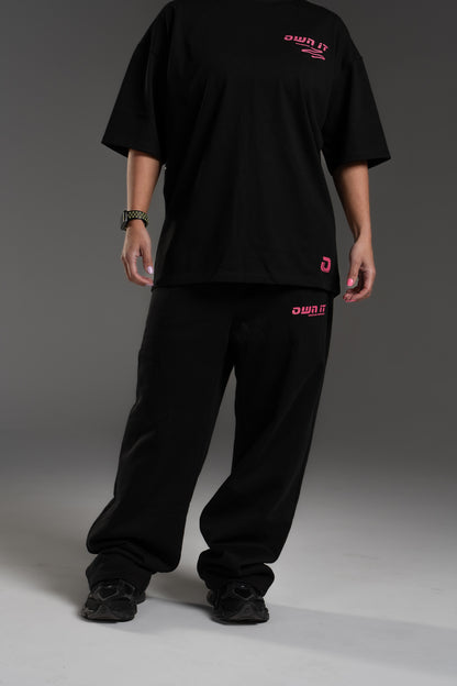 SWEATPANTS STRAIGHT BLACK/PINK