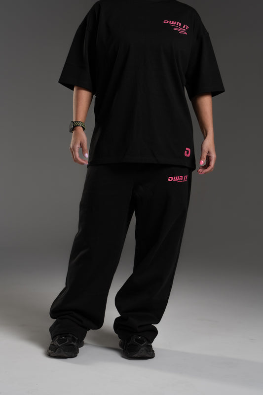 SWEATPANTS STRAIGHT BLACK/PINK