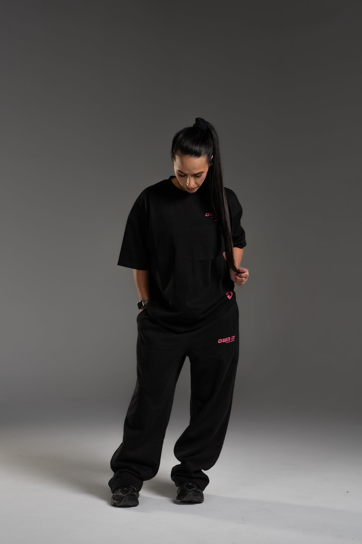 Oversized T-shirt - Black/Pink