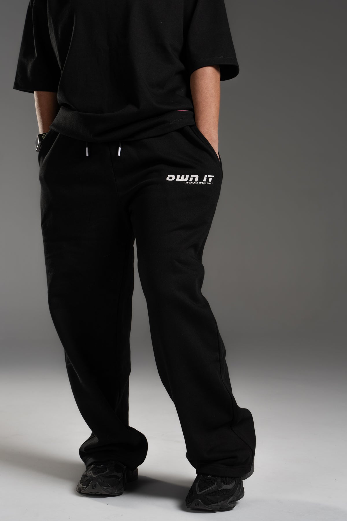 SWEATPANTS STRAIGHT BLACK/WHITE