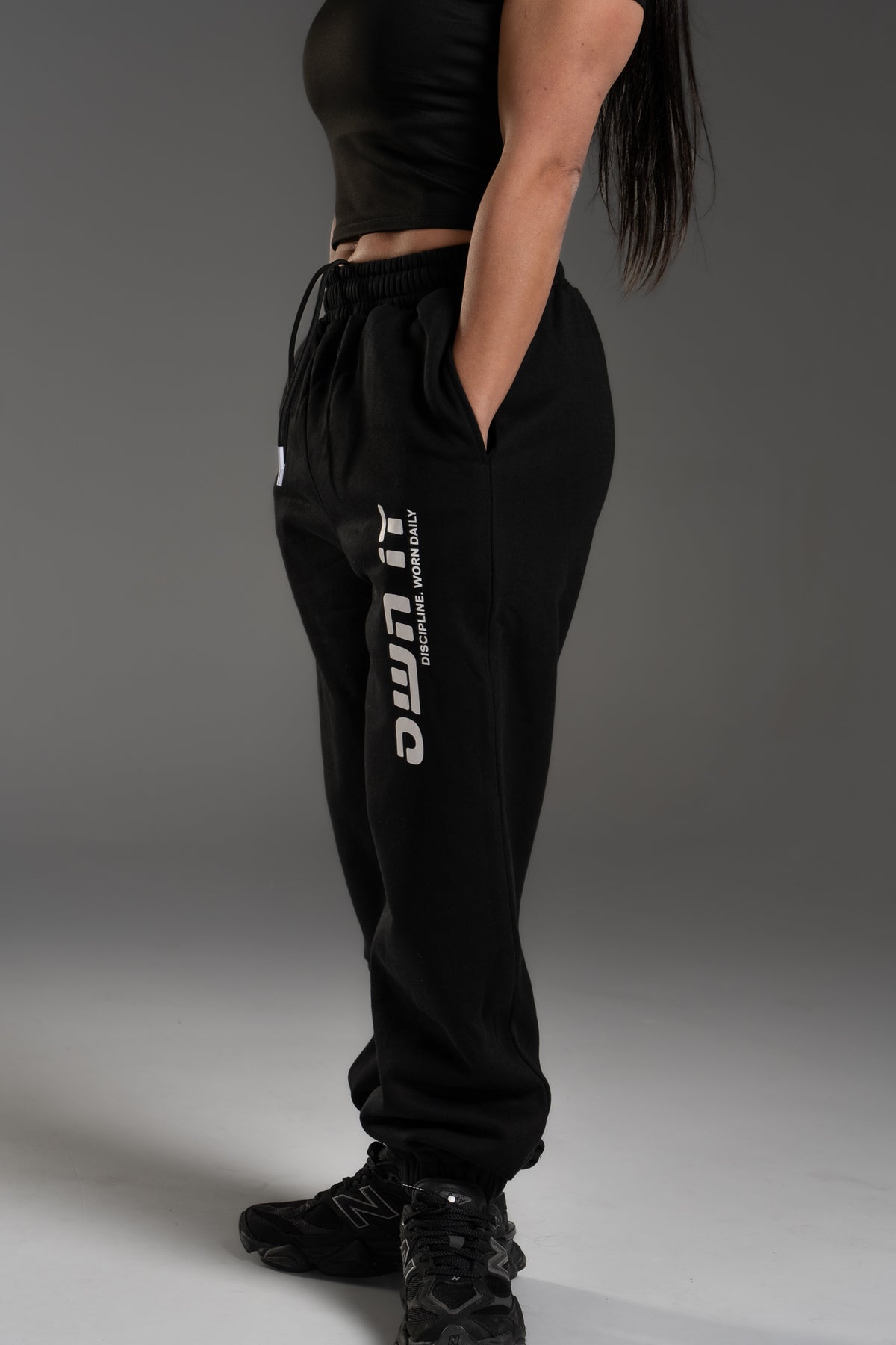 SWEATPANTS CUFFED BLACK/WHITE