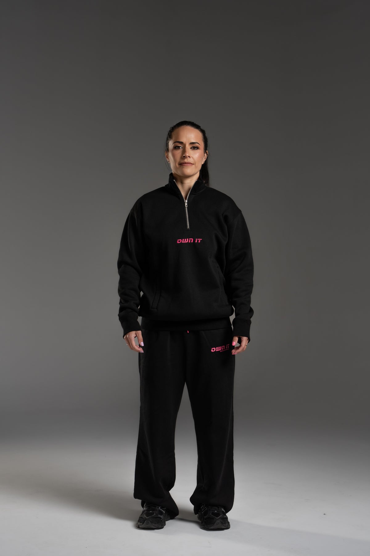 SWEATPANTS STRAIGHT BLACK/PINK