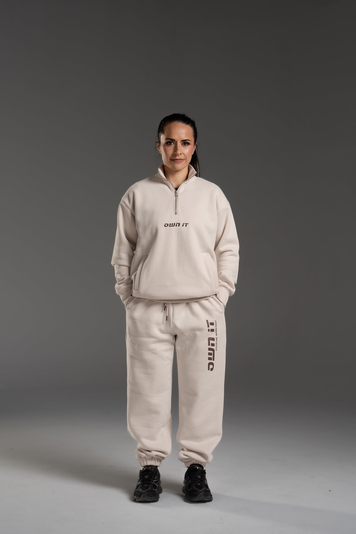 SWEATPANTS CUFFED OATMEAL/BROWN