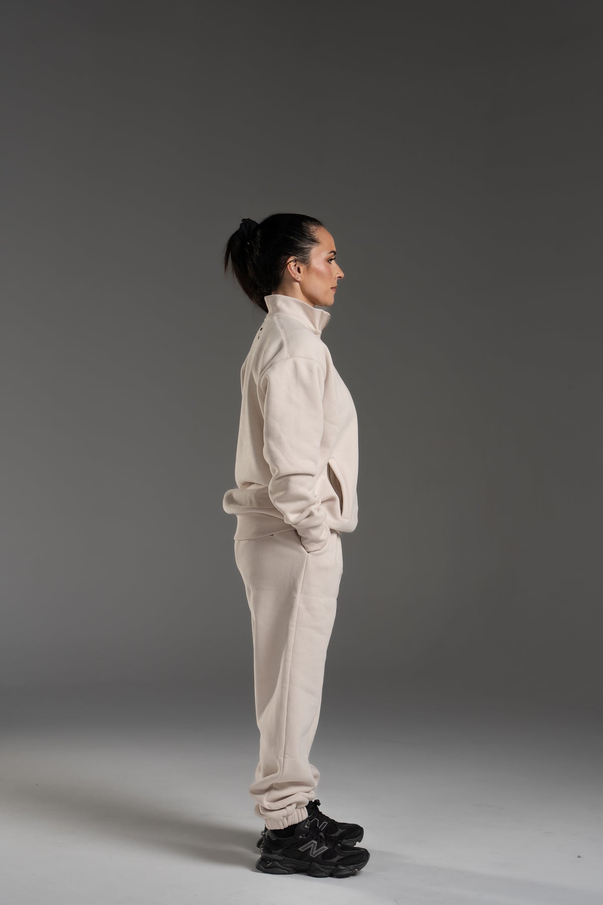 SWEATPANTS CUFFED OATMEAL/BROWN