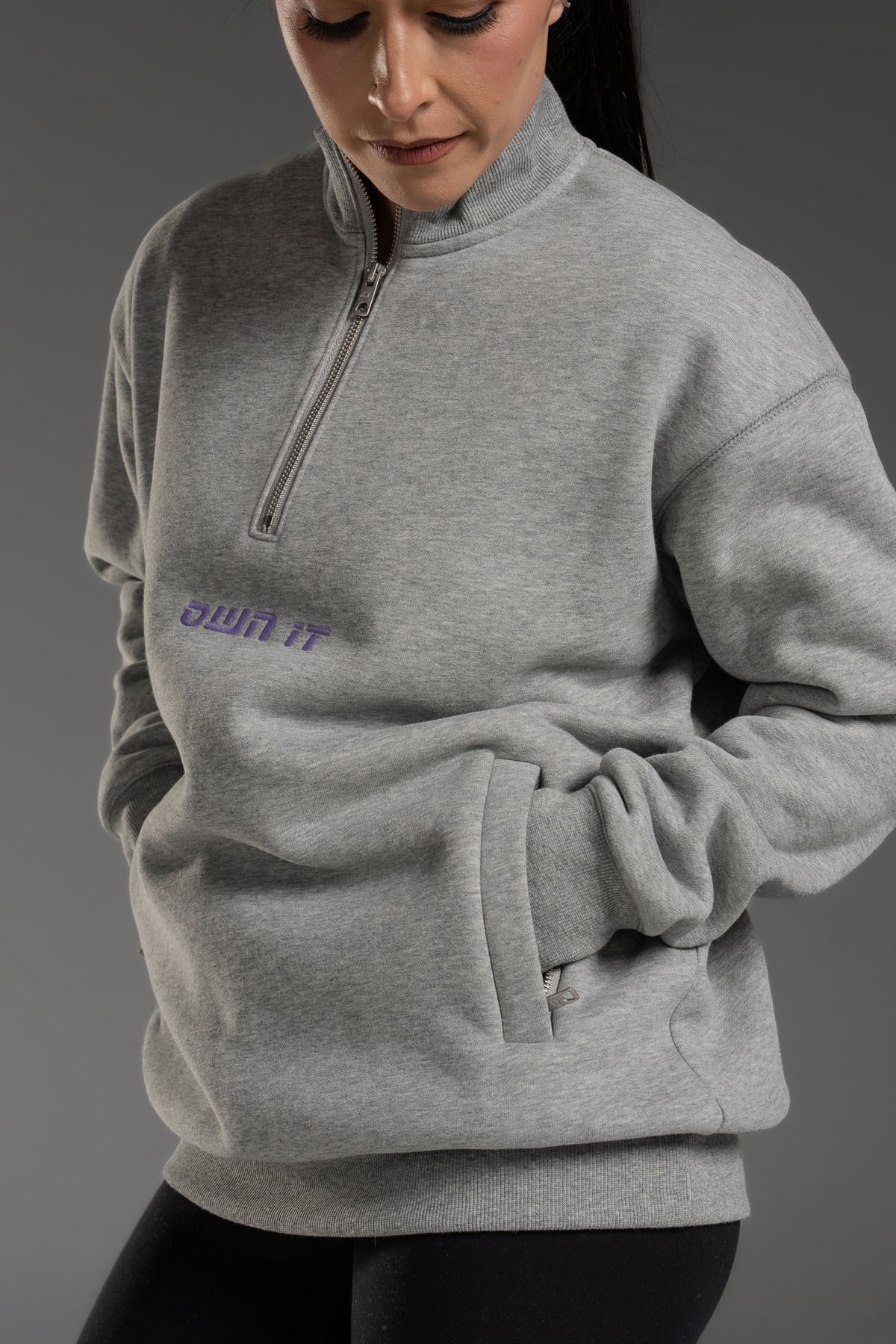 Own It 1/4 Zip Pullover — Grey