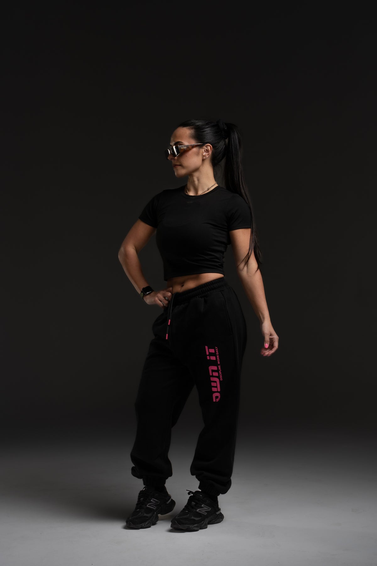 CROPPED TSHIRT BLACK/PINK
