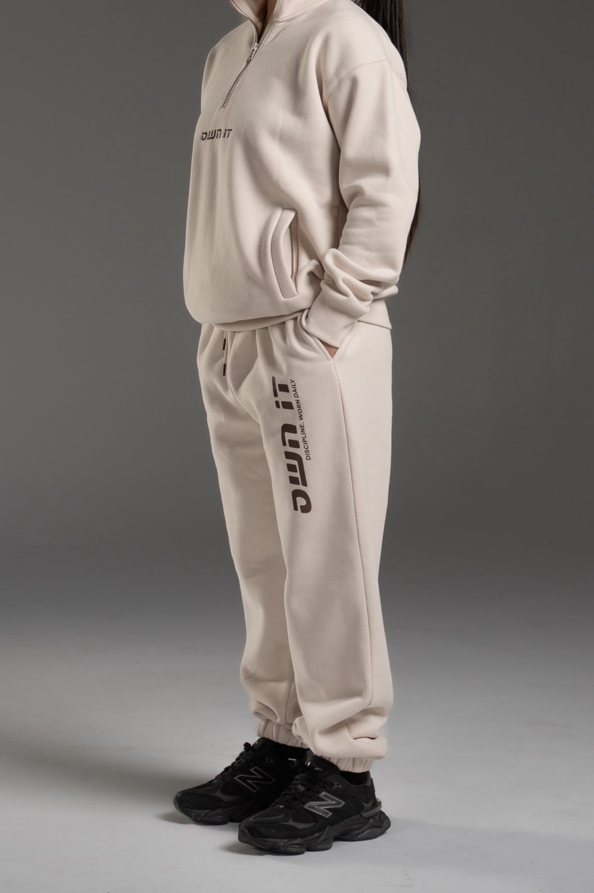 SWEATPANTS CUFFED OATMEAL/BROWN