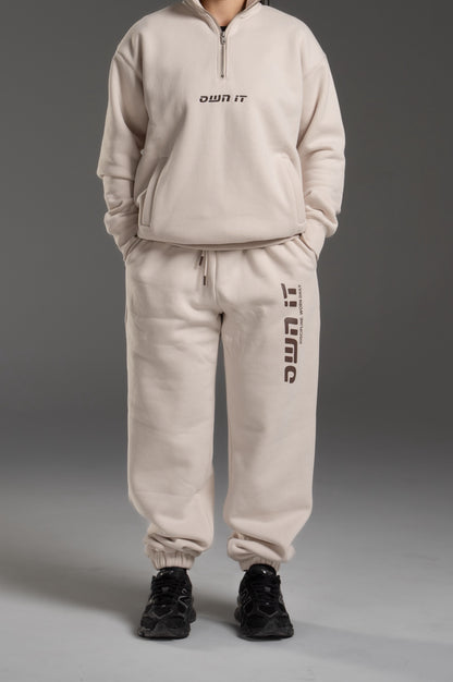 SWEATPANTS CUFFED OATMEAL/BROWN